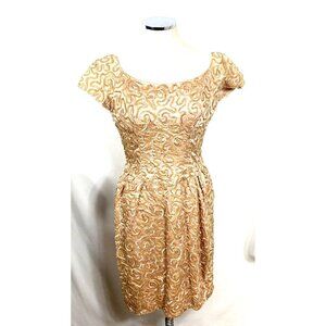 Emma Domb Dress Sz S/M Light Copper Sequin Embellished Midi Party Union Made